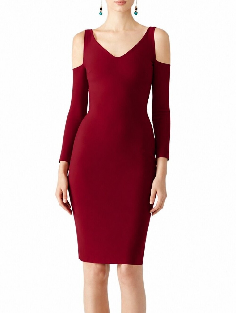 Chiara Boni La Petite Robe Red Merlot Cold Shoulder Dress US 10 Addison